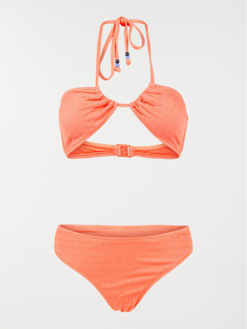 Maillot de bain 2 pièces corail femme