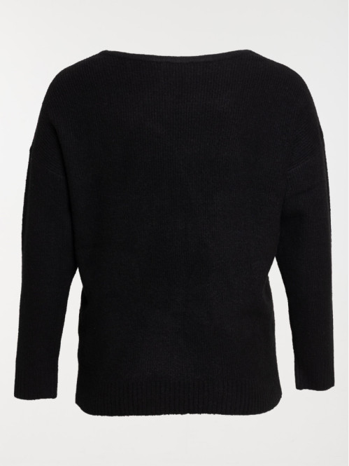 Pull col V noir femme...