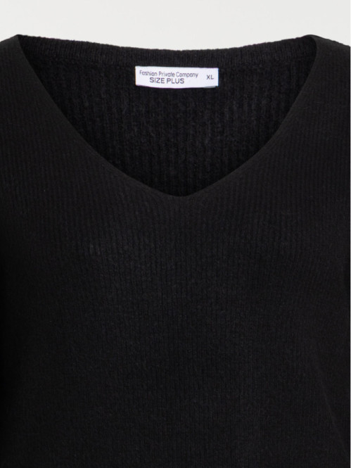 Pull col V noir femme...