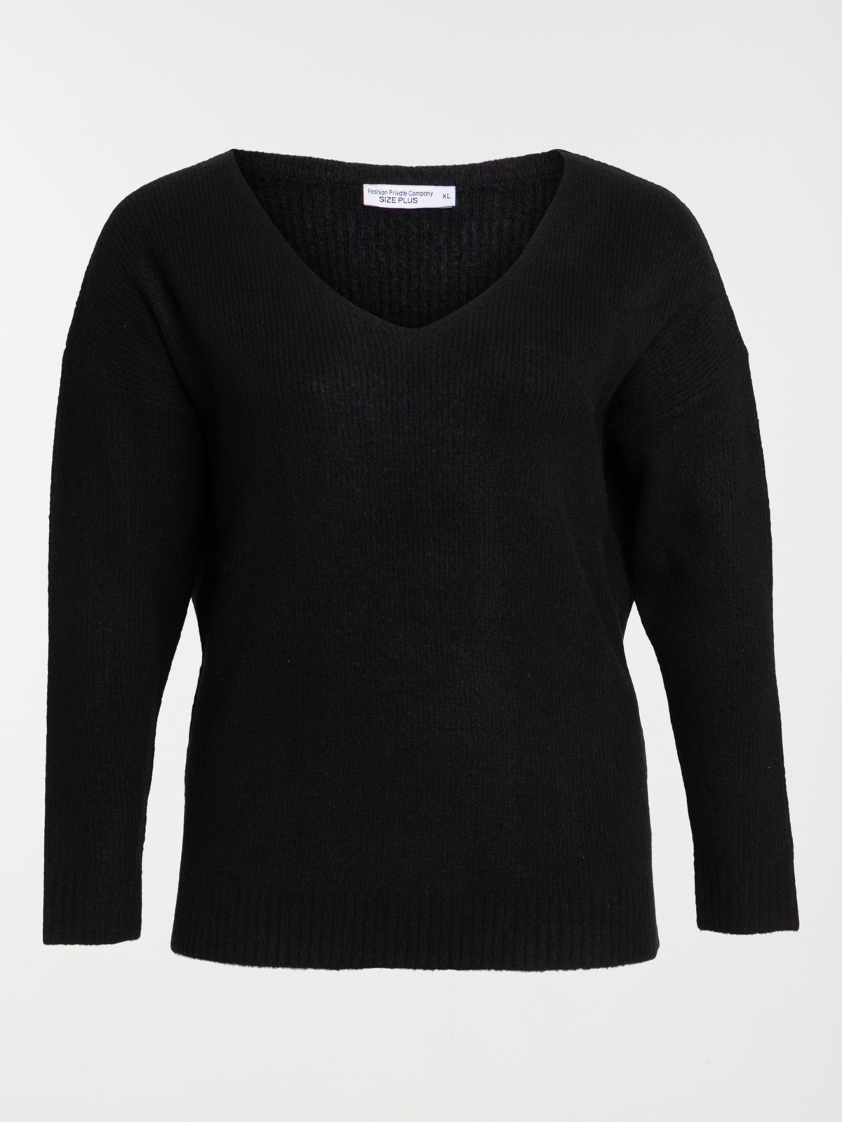 Pull col V noir femme grande taille