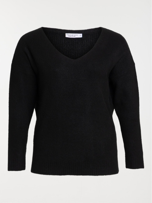 Pull col V noir femme...