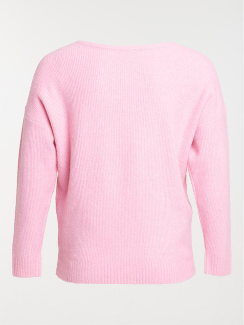 Pull col V pink femme...