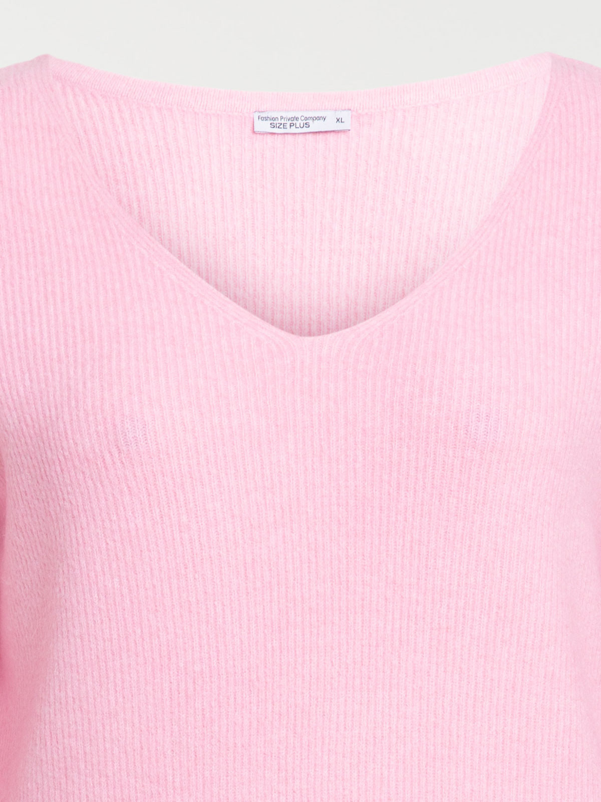 Pull col V pink femme grande taille
