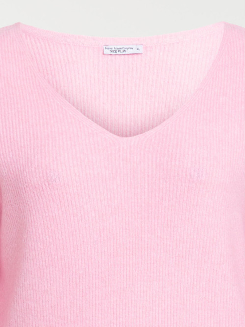 Pull col V pink femme...