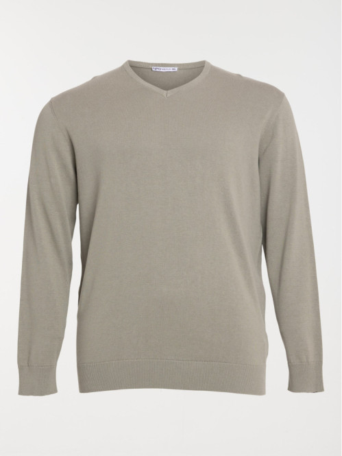 Pull col V grande taille homme