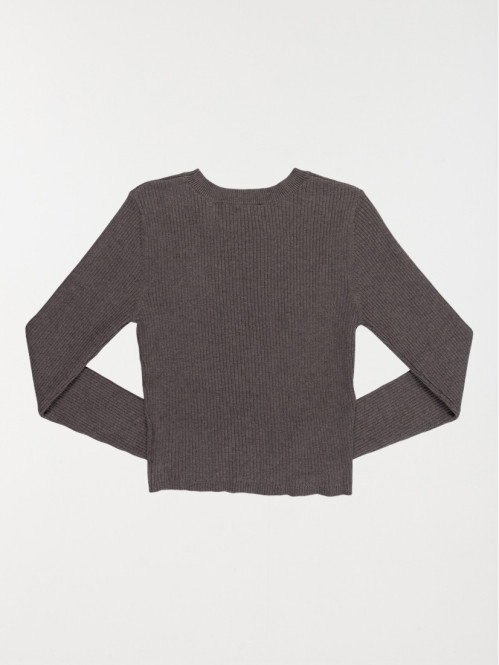 Pull côtelé uni fille (XXS-M)