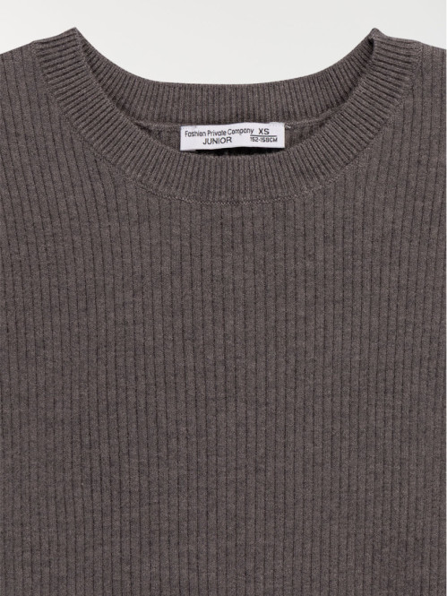 Pull côtelé uni fille (XXS-M)