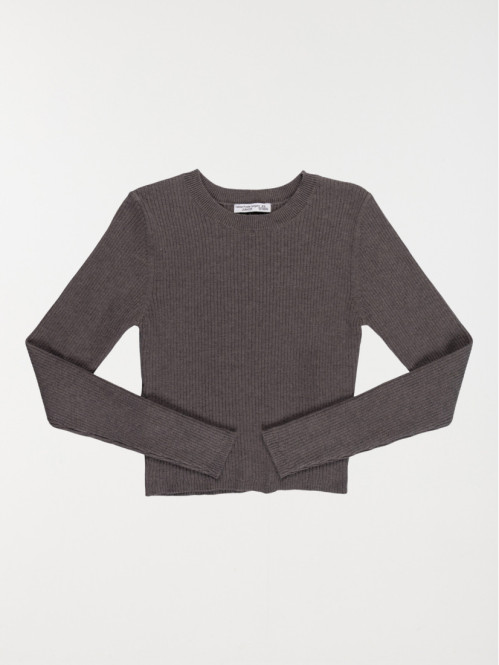 Pull côtelé uni fille (XXS-M)