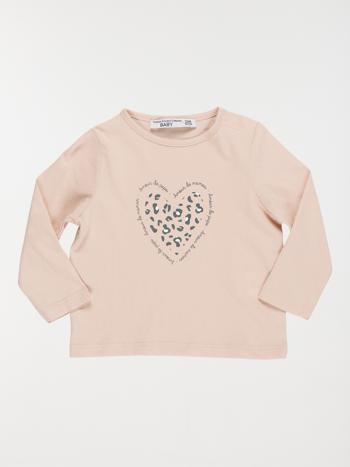 T-shirt coeur léopard fille (3-36M)
