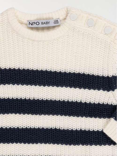 Pull rayé écru garçon (3-36M) Pull rayé écru garçon (3-36M)