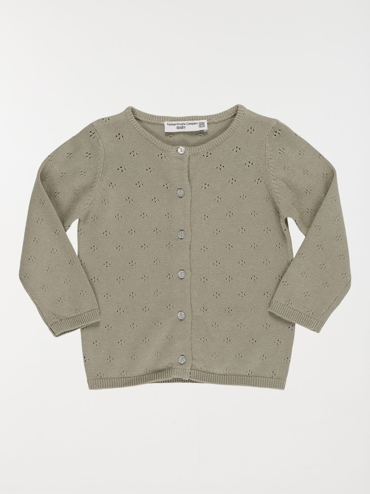 Gilet ajouré vert grisé fille (3-36M)