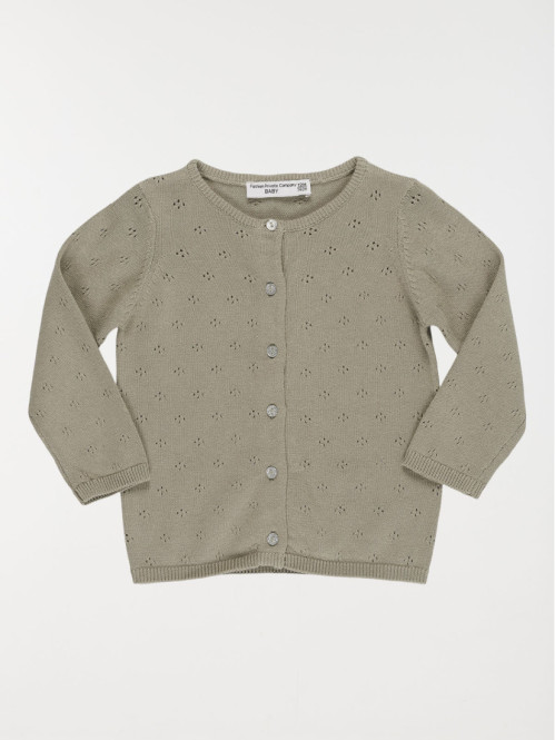 Gilet ajouré vert grisé fille (3-36M)