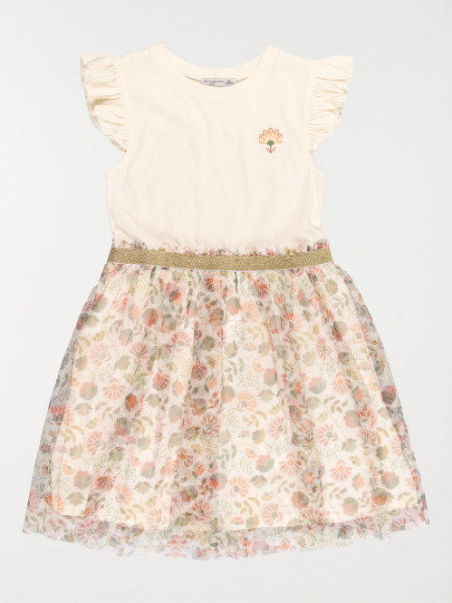 Robe bimatière fleurie...