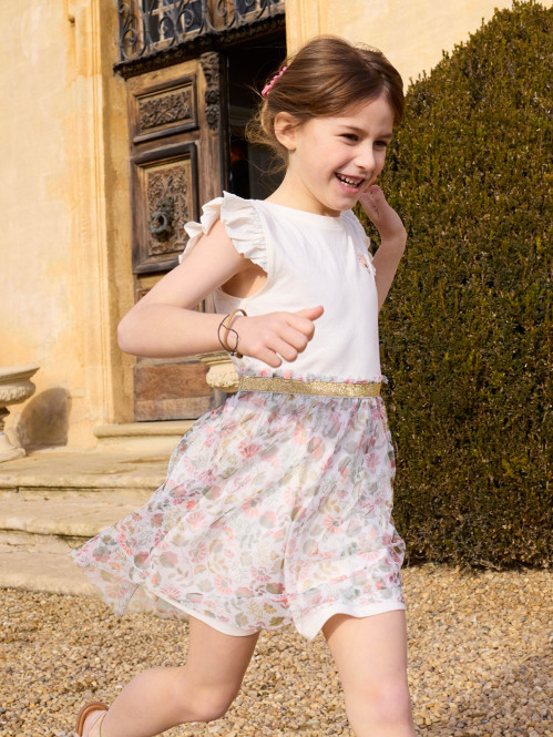 Robe bimatière fleurie fille (3-12A)