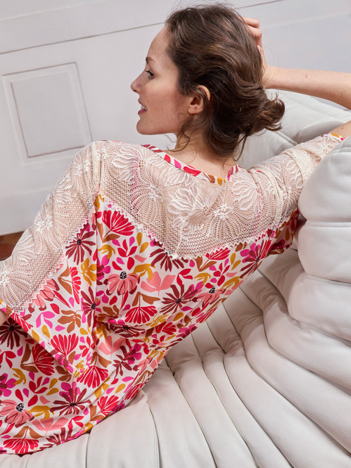 Kimono fleuri femme
