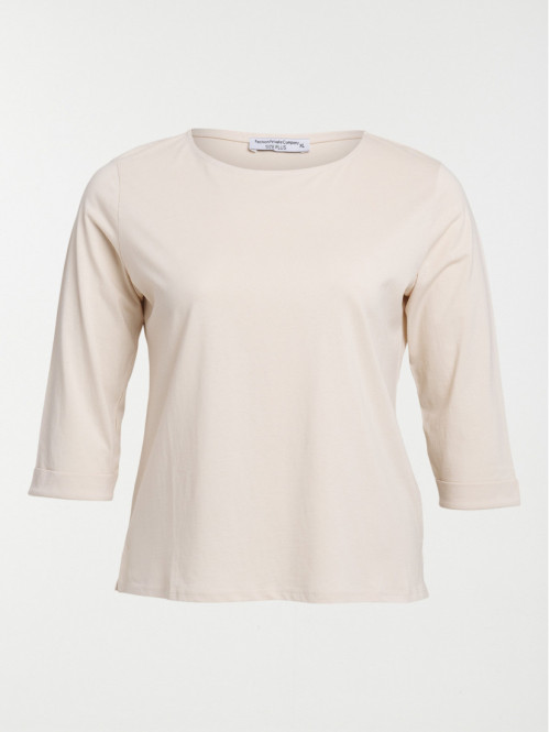 T-shirt beige rosé grande taille femme