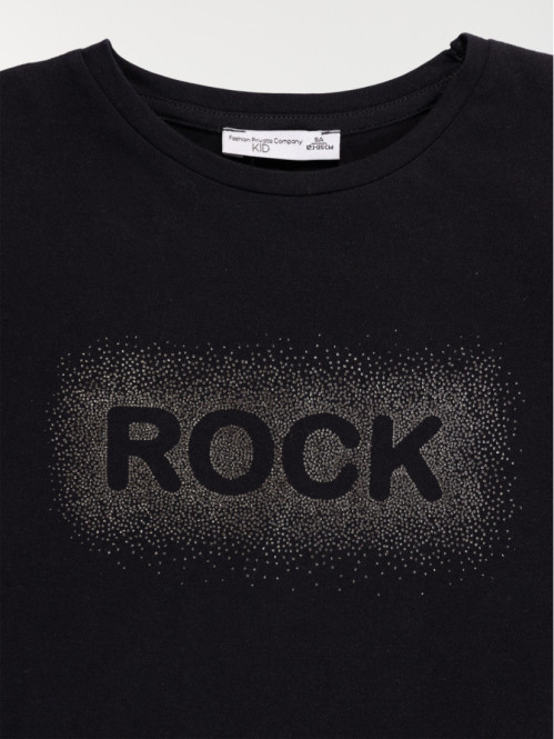 T-shirt rock noir fille...
