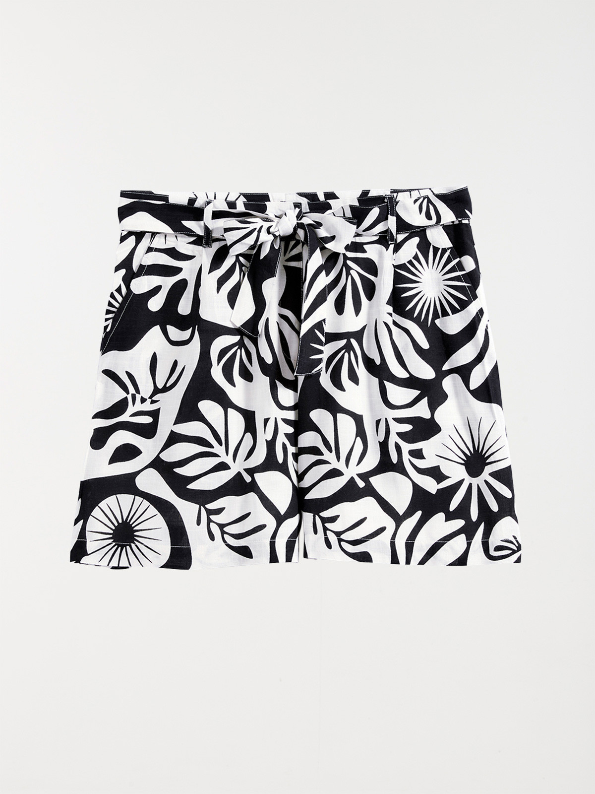 Short imprimé noir et blanc femme