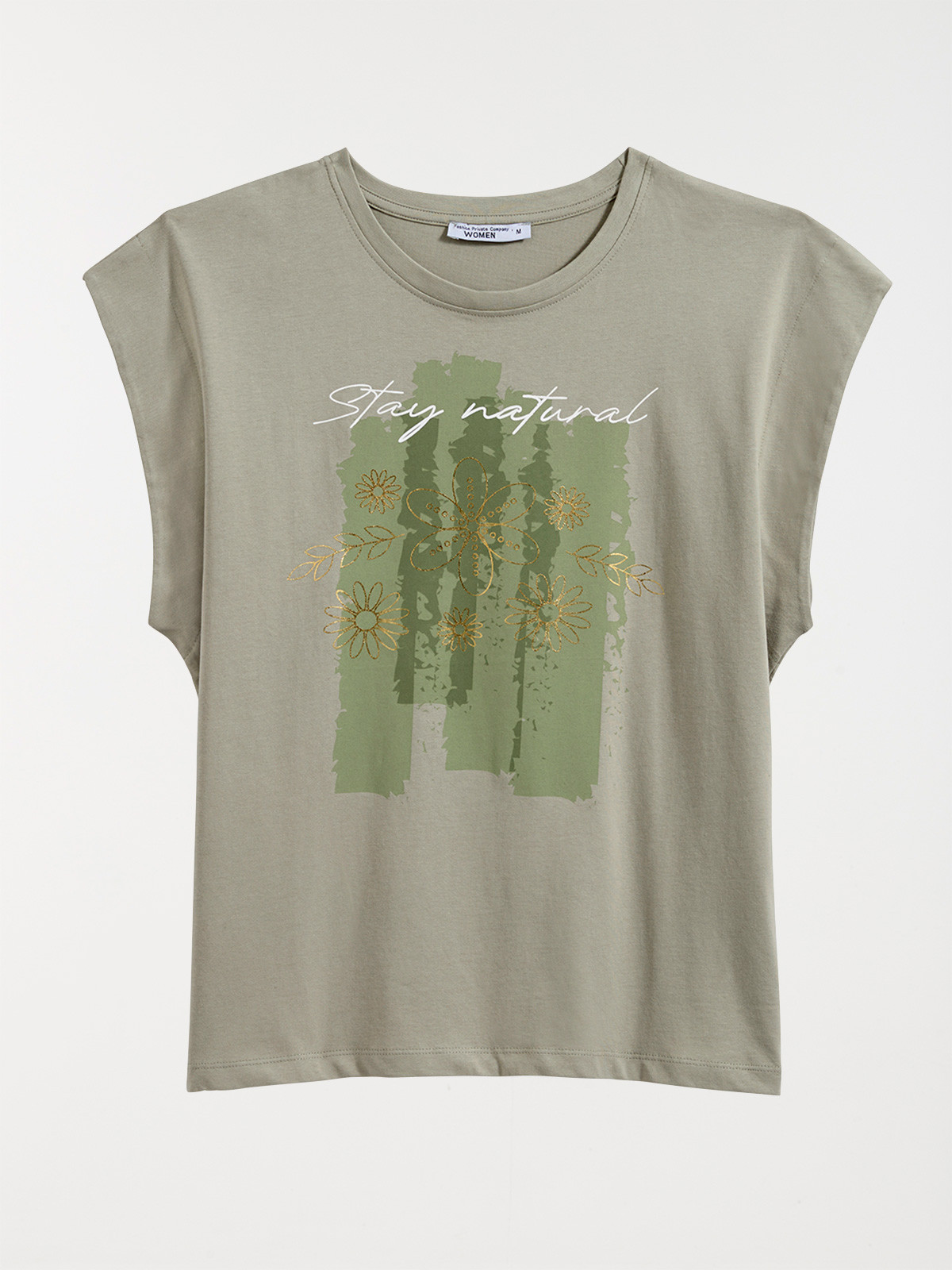 T-shirt imprimé fleur doré femme