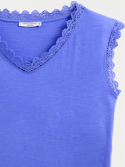 T-shirt dentelle bleu...