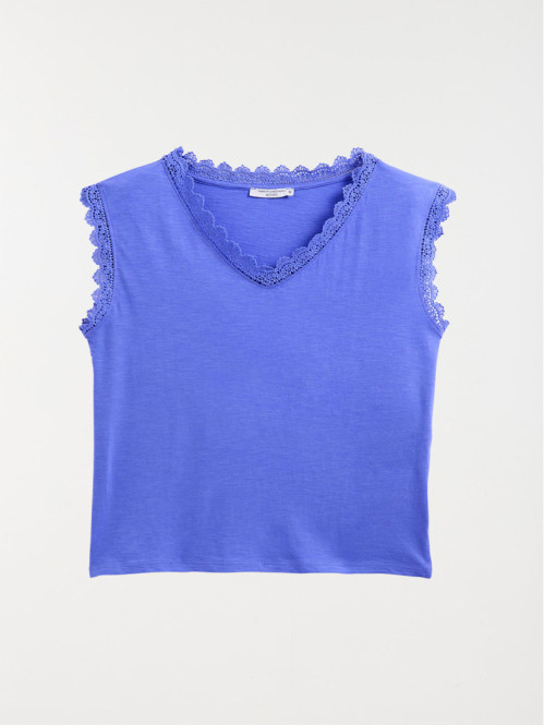 T-shirt dentelle bleu...