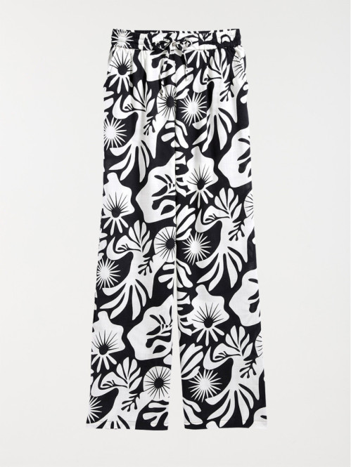 Pantalon imprimé végétal femme