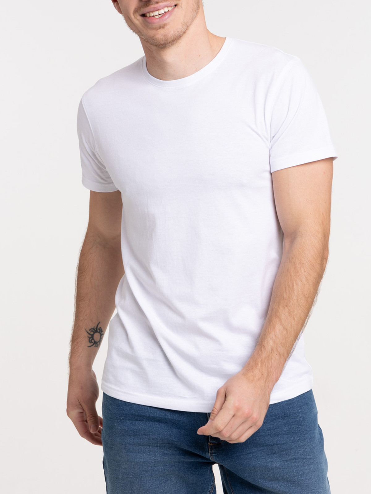 T-shirt basique col rond blanc homme 