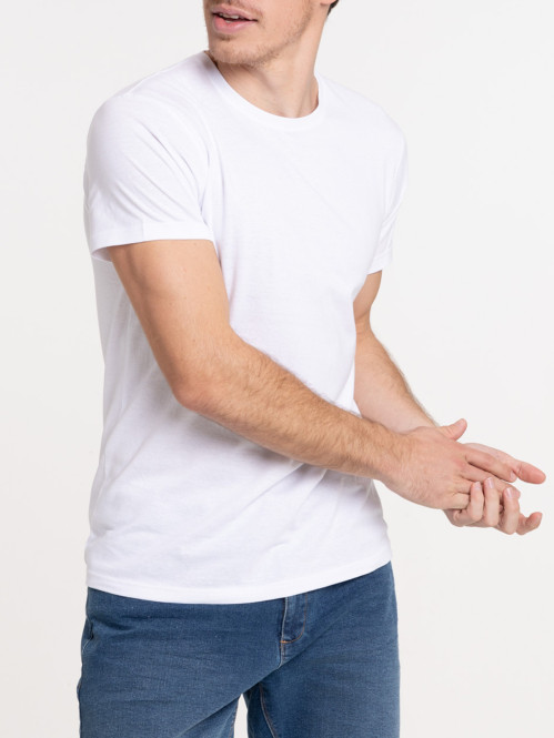 T-shirt basique col rond blanc homme