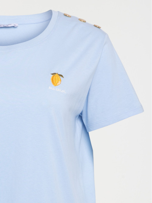 T-shirt citron brodé grande...