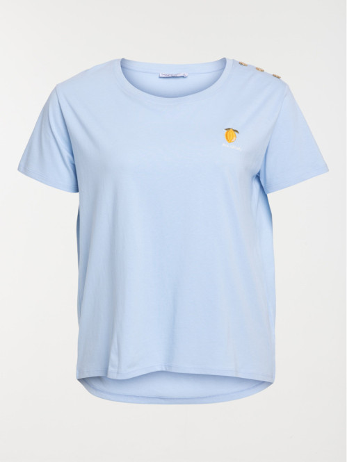 T-shirt citron brodé grande taille femme