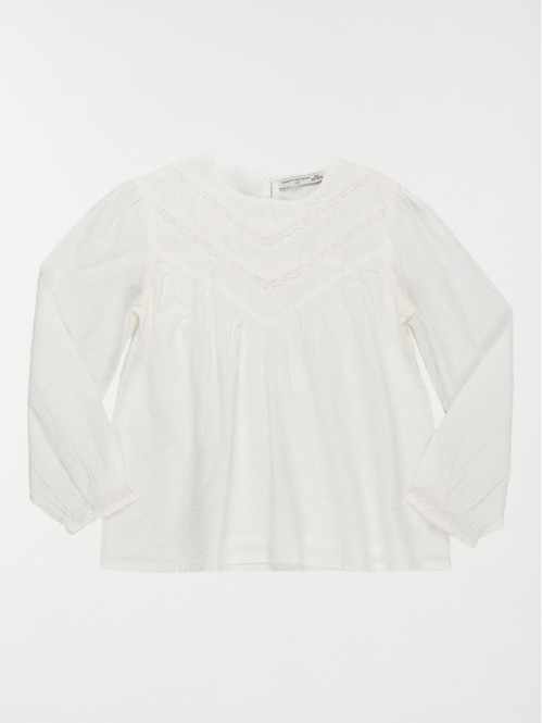 Blouse plumetis blanche fille (3-12A)