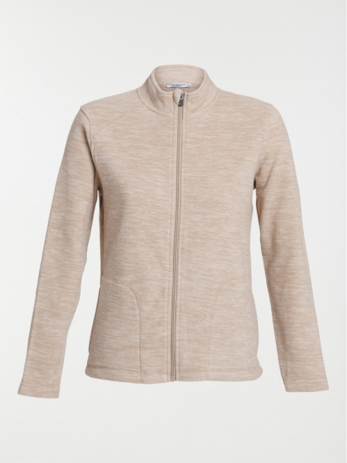 Polaire beige chiné zippé femme