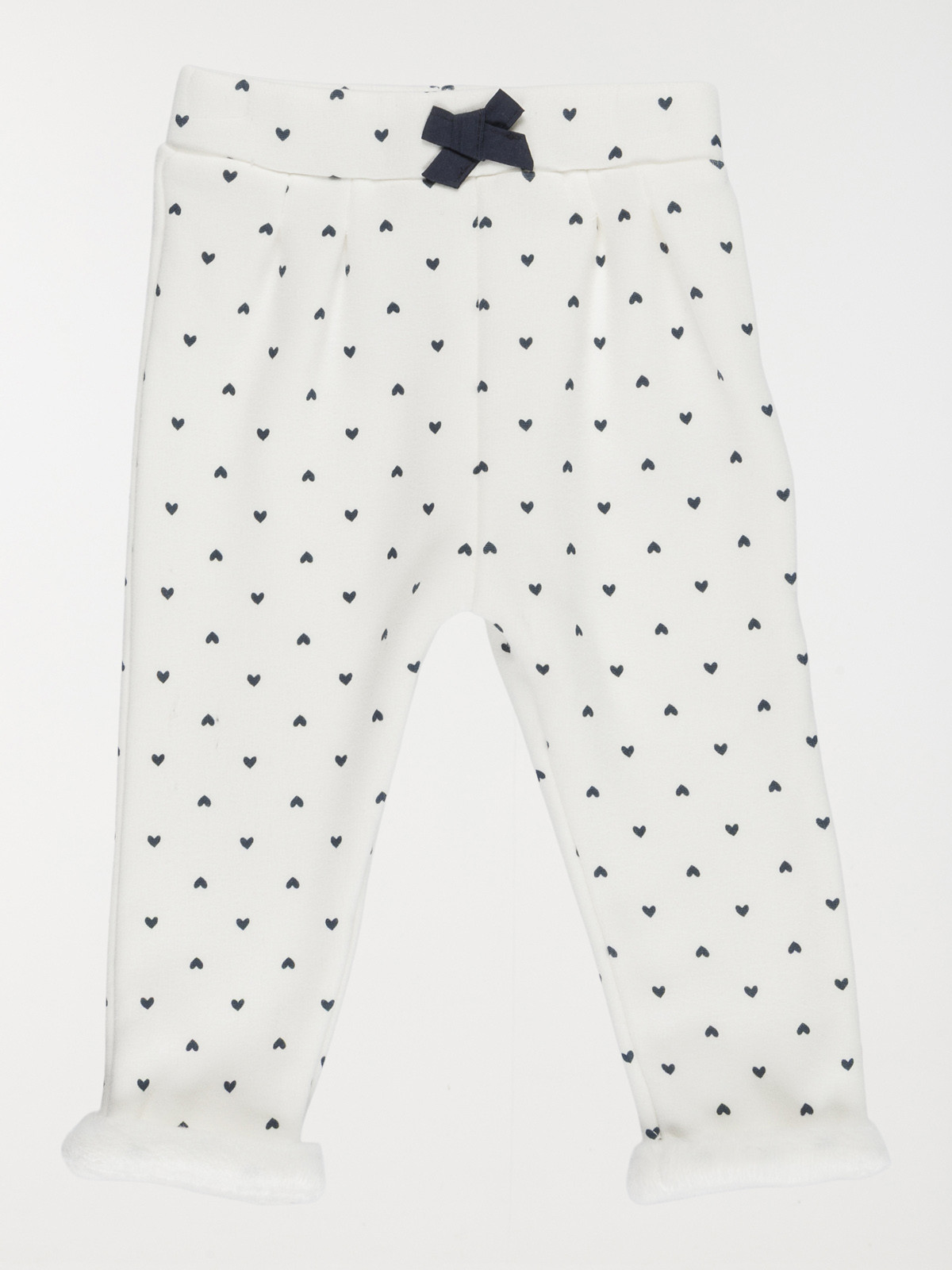 Pantalon écru motif coeur fille (3-36M)