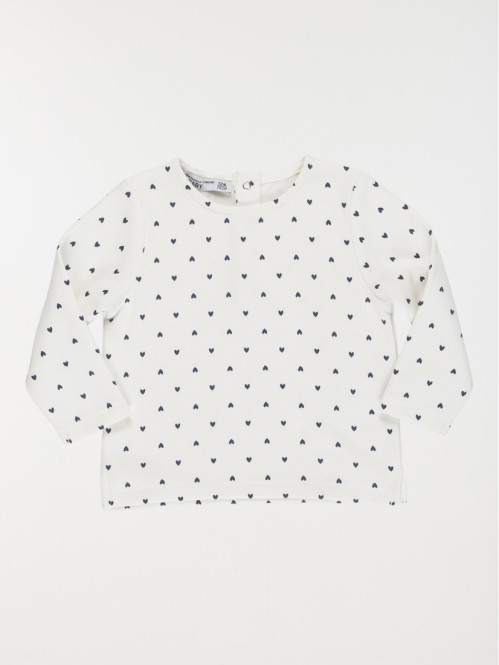 Sweat écru motif coeurs fille (3-36M)