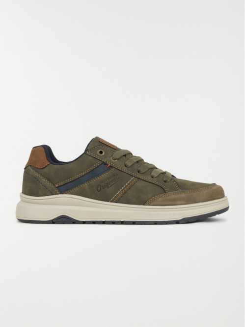 Baskets à lacets kaki homme...