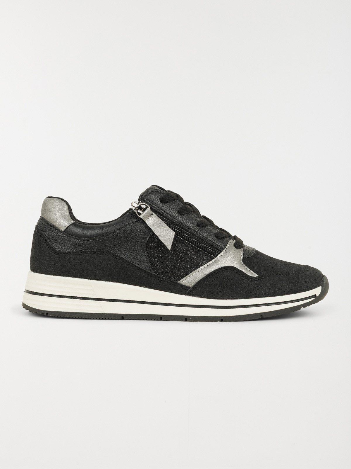 Basket noire zip et lacet femme (36-41)
