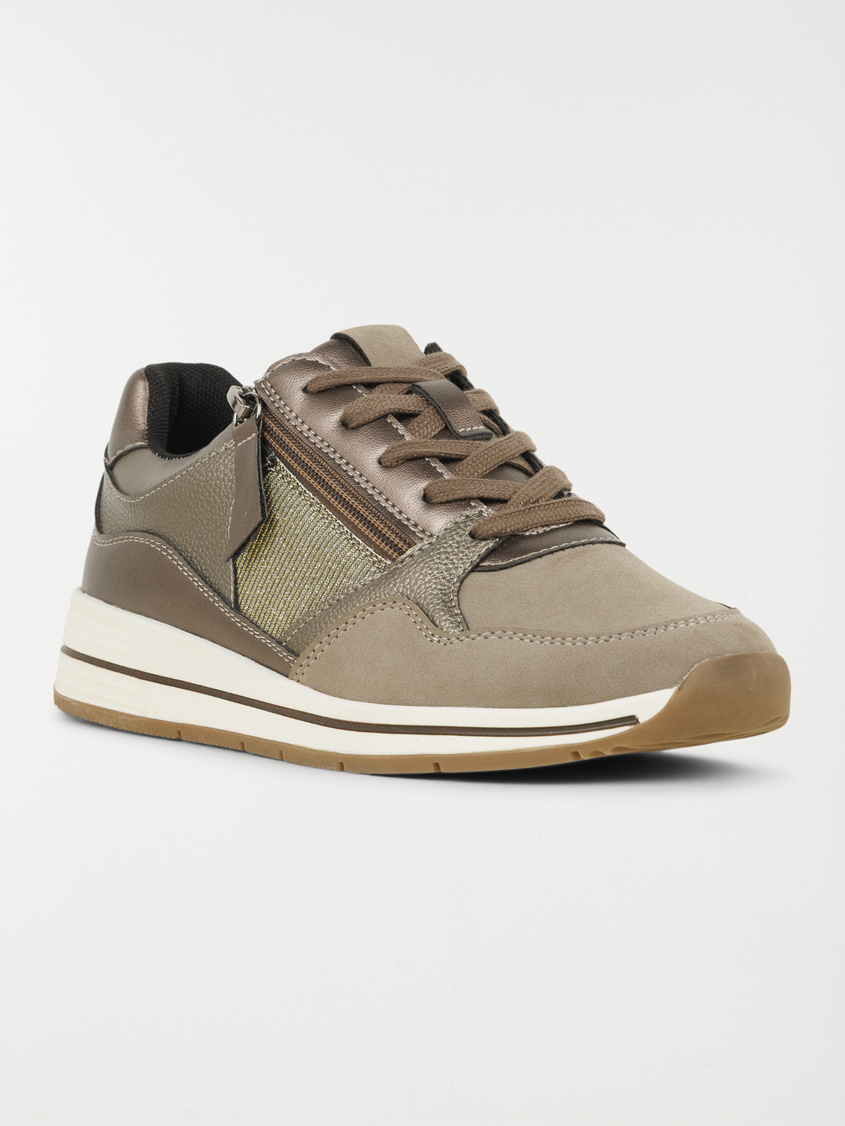 Basket taupe zip et lacet femme (36-41)