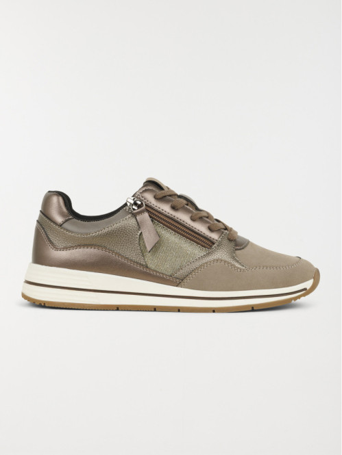 Basket taupe zip et lacet femme (36-41)