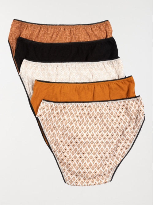 Lot de 5 slips fantaisies femme caramel Lot de 5 slips fantaisies femme caramel
