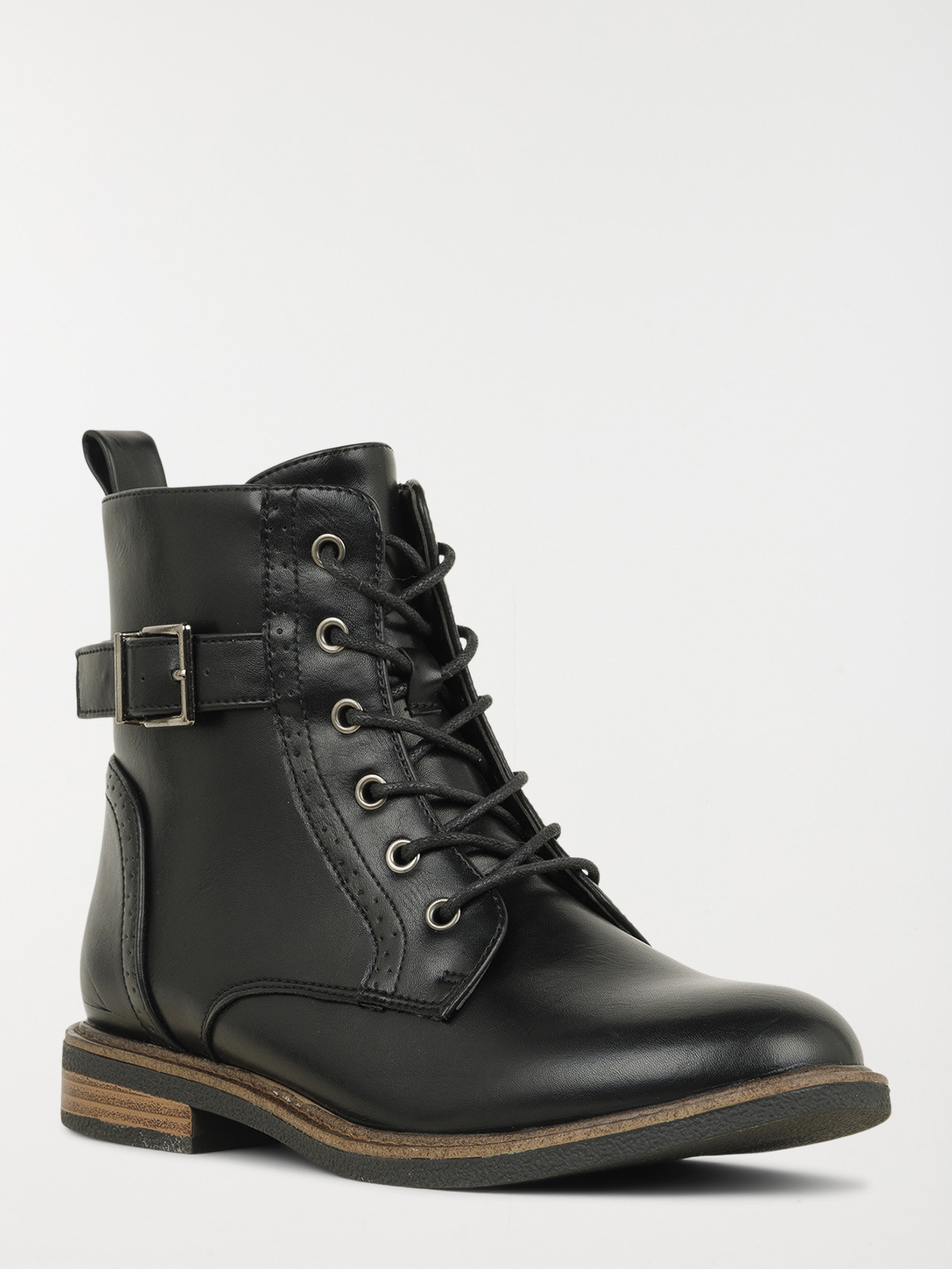 Bottine noire plate lacet femme (36-41)