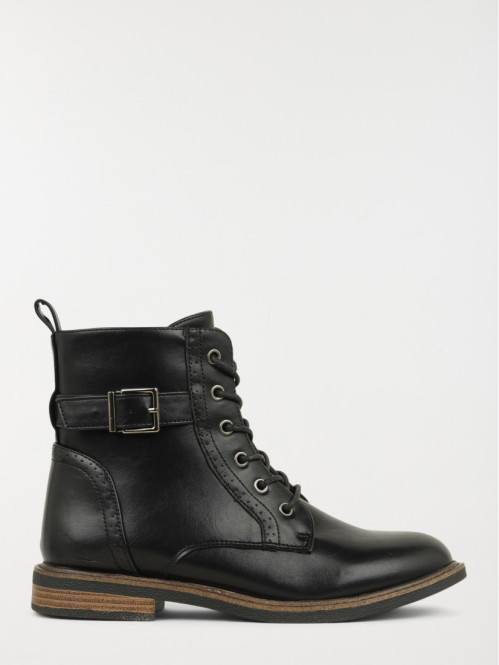 Bottine noire plate lacet...