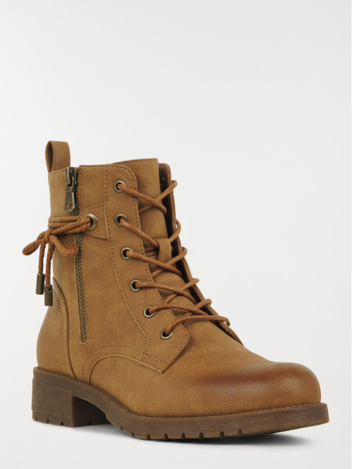 Bottines plates femme camel...