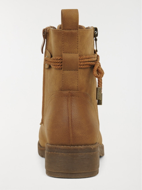 Bottines plates femme camel...