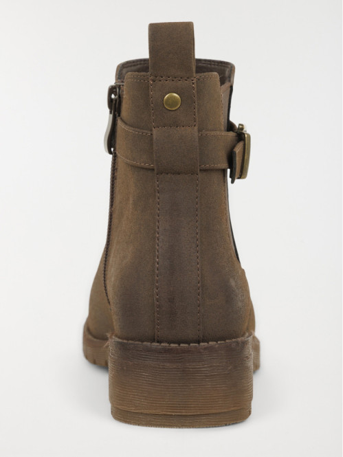 Bottine marron femme bride...