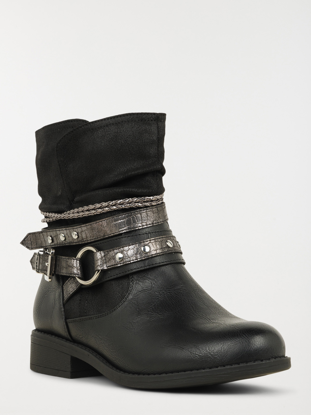 Bottines plissées brides femme (36-41)