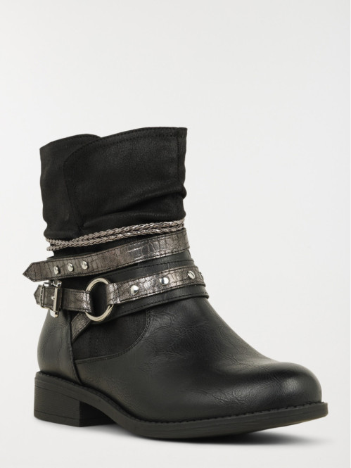 Bottines plissées brides...