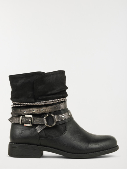 Bottines plissées brides femme (36-41)