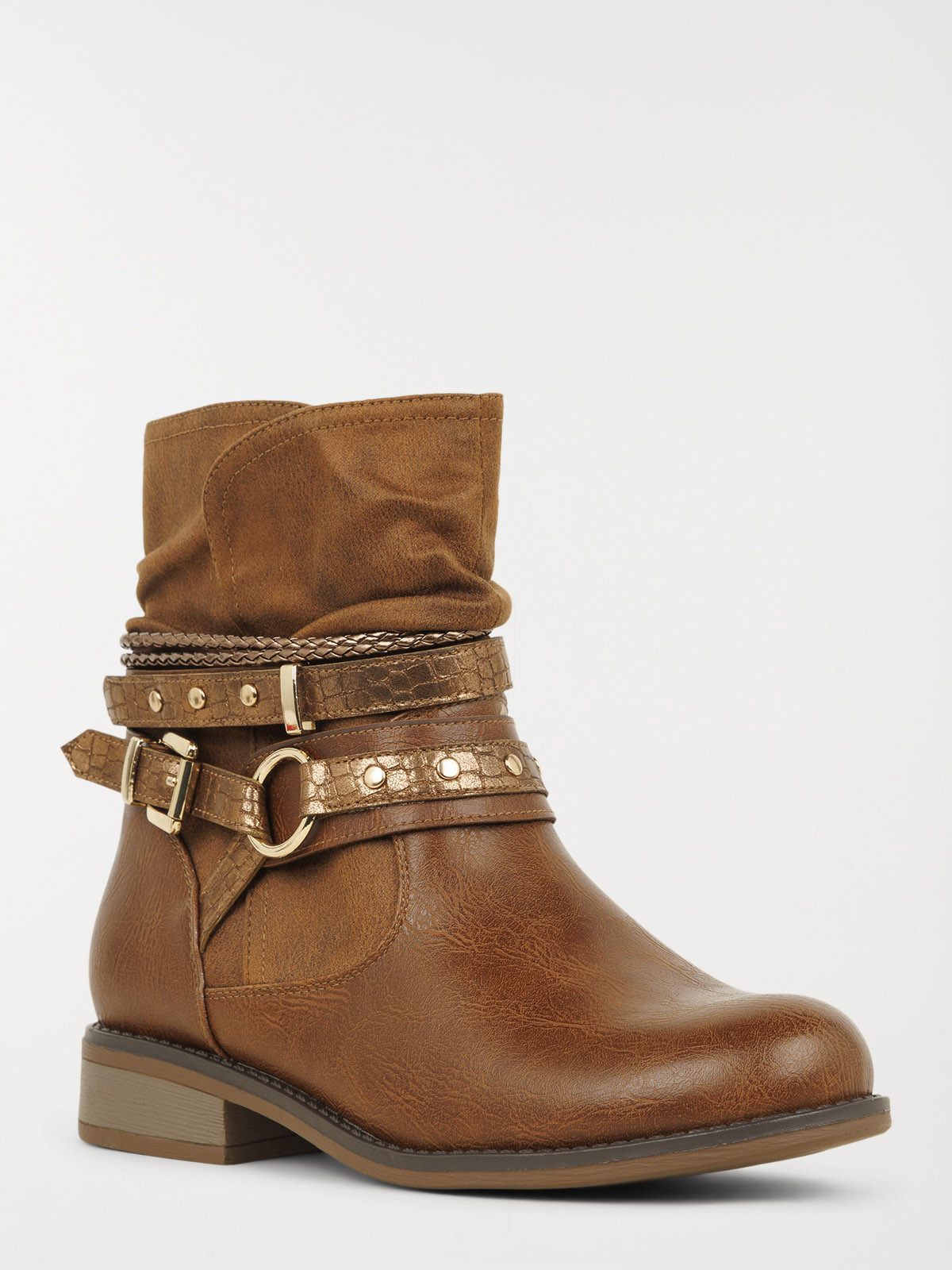 Bottines plissées camel femme (36-41)