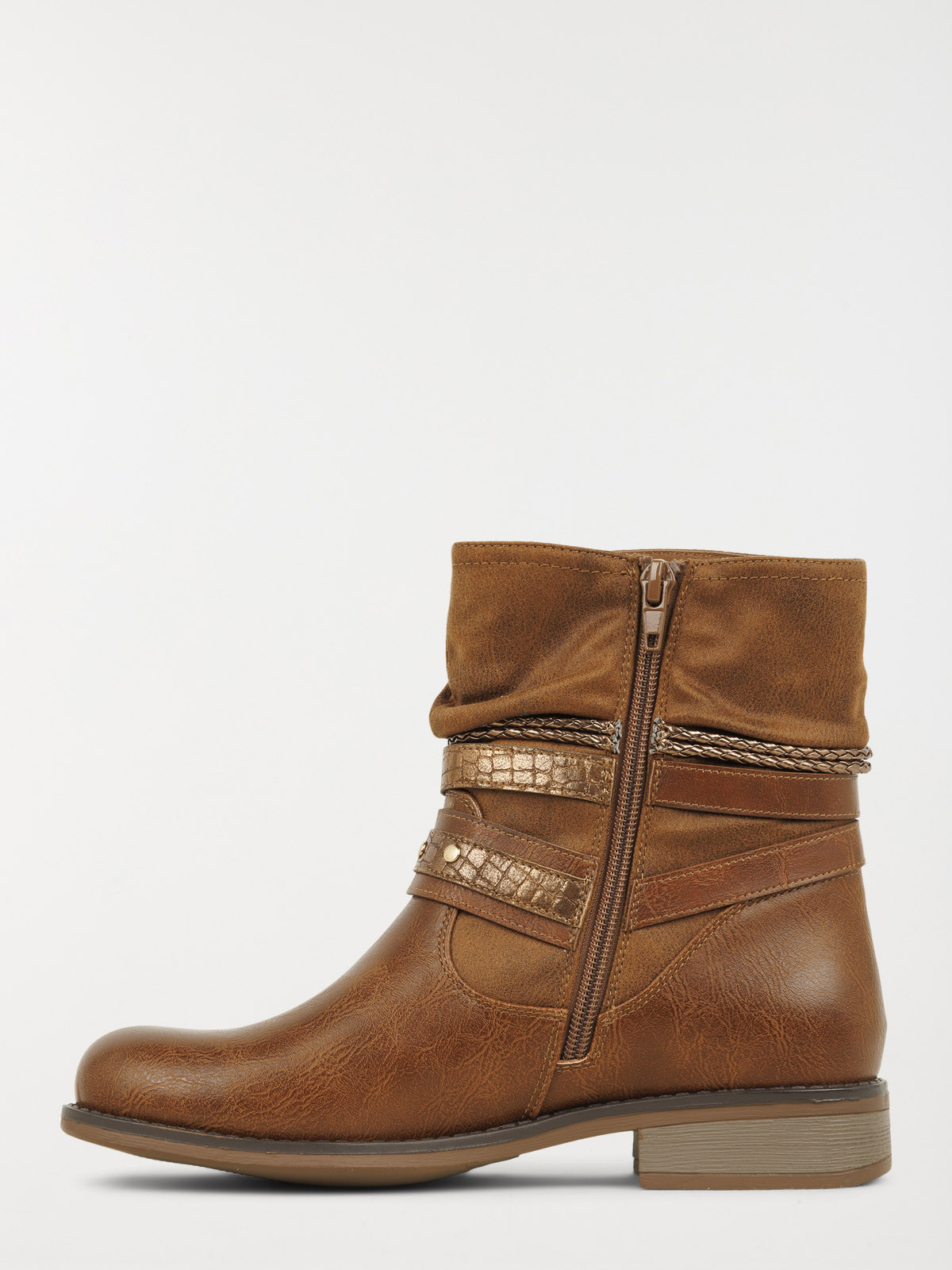 Bottines plissées camel femme (36-41)