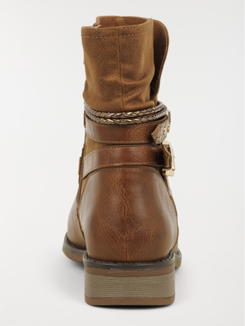 Bottines plissées camel...